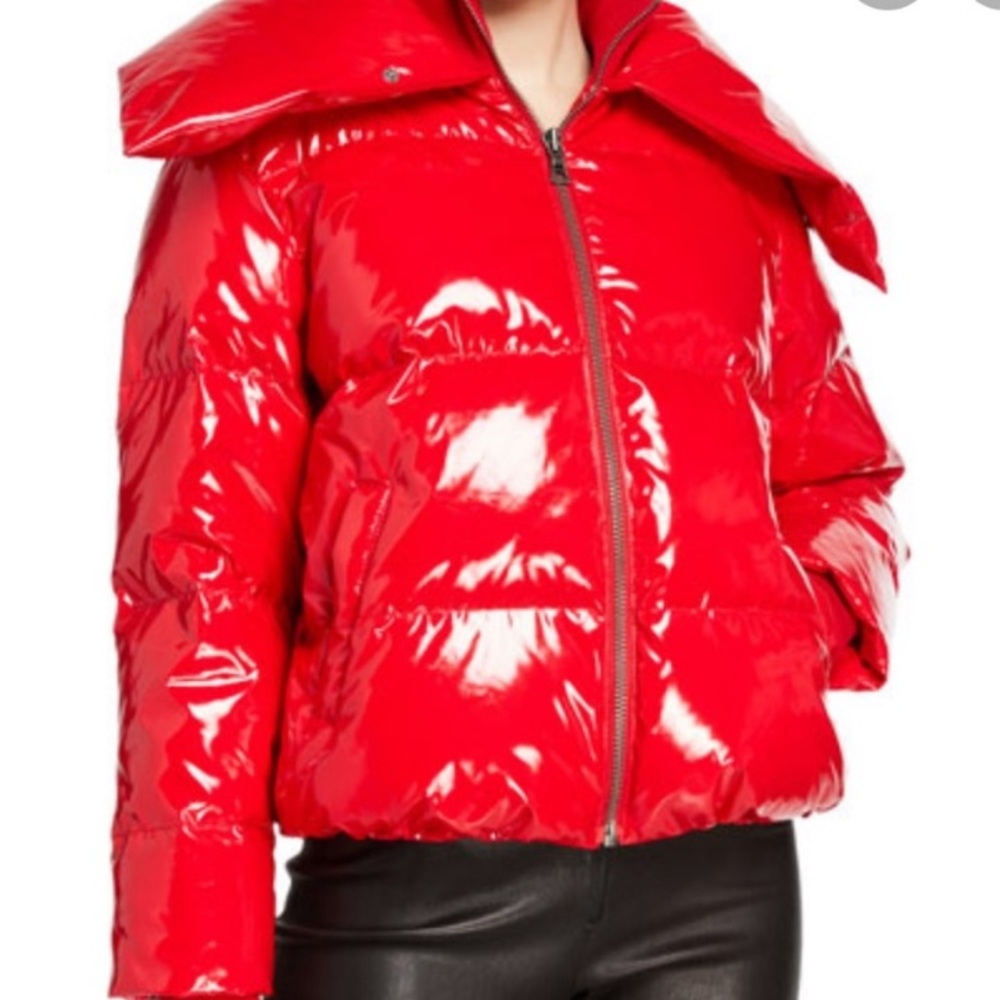NWT ALICE + OLIVIA Durham Puffer Jacket in RED Size Large